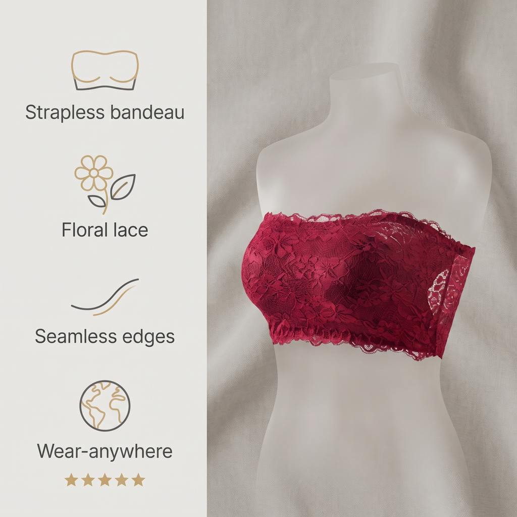 Avéline Floral Lace Strapless Bandeau Bra