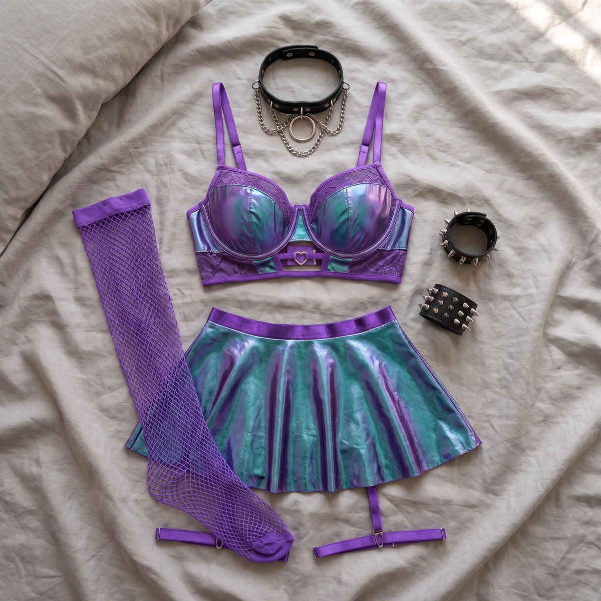 Avéline Holographic Metallic 4-Piece Set
