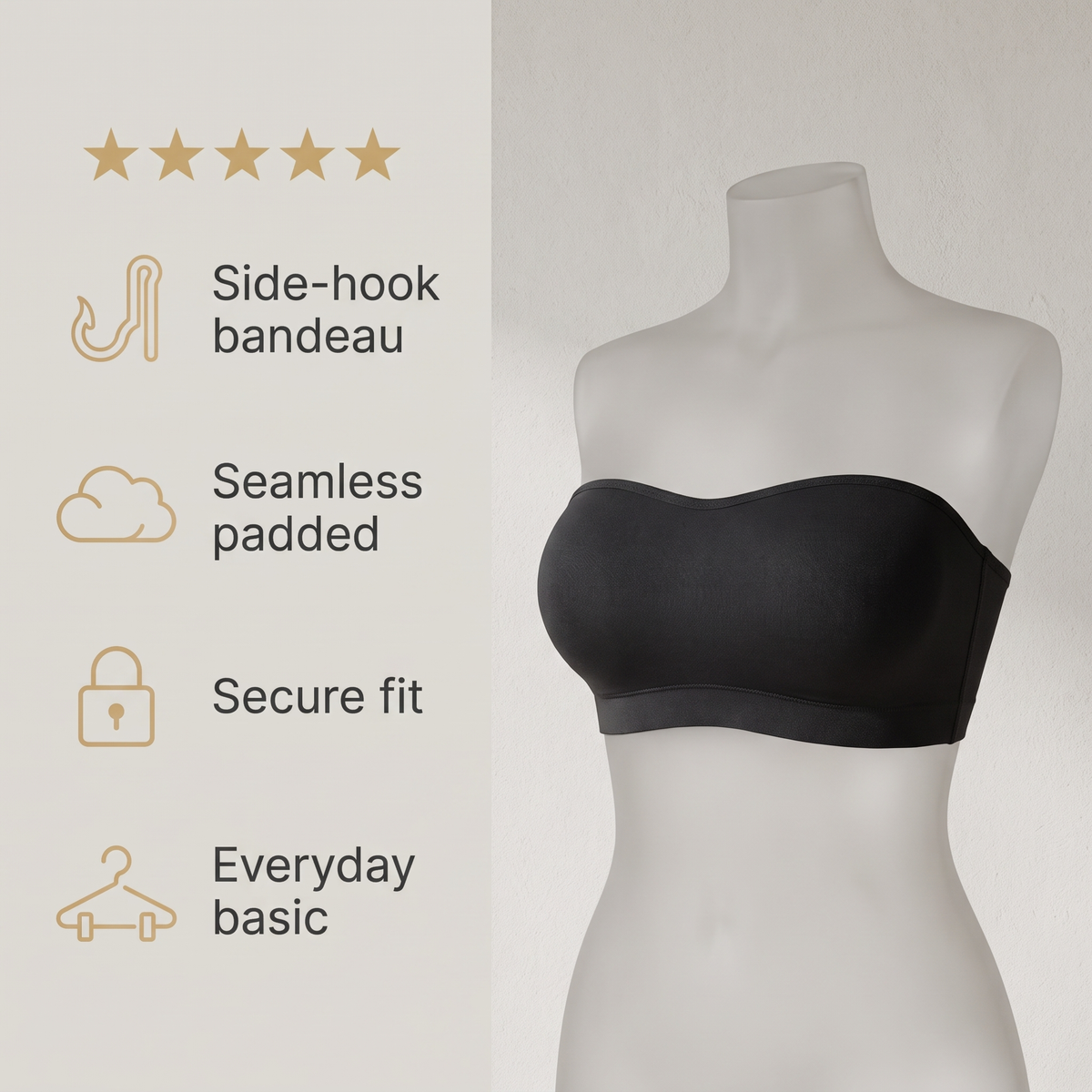 Avéline Strapless Side-Hook Bandeau Bra