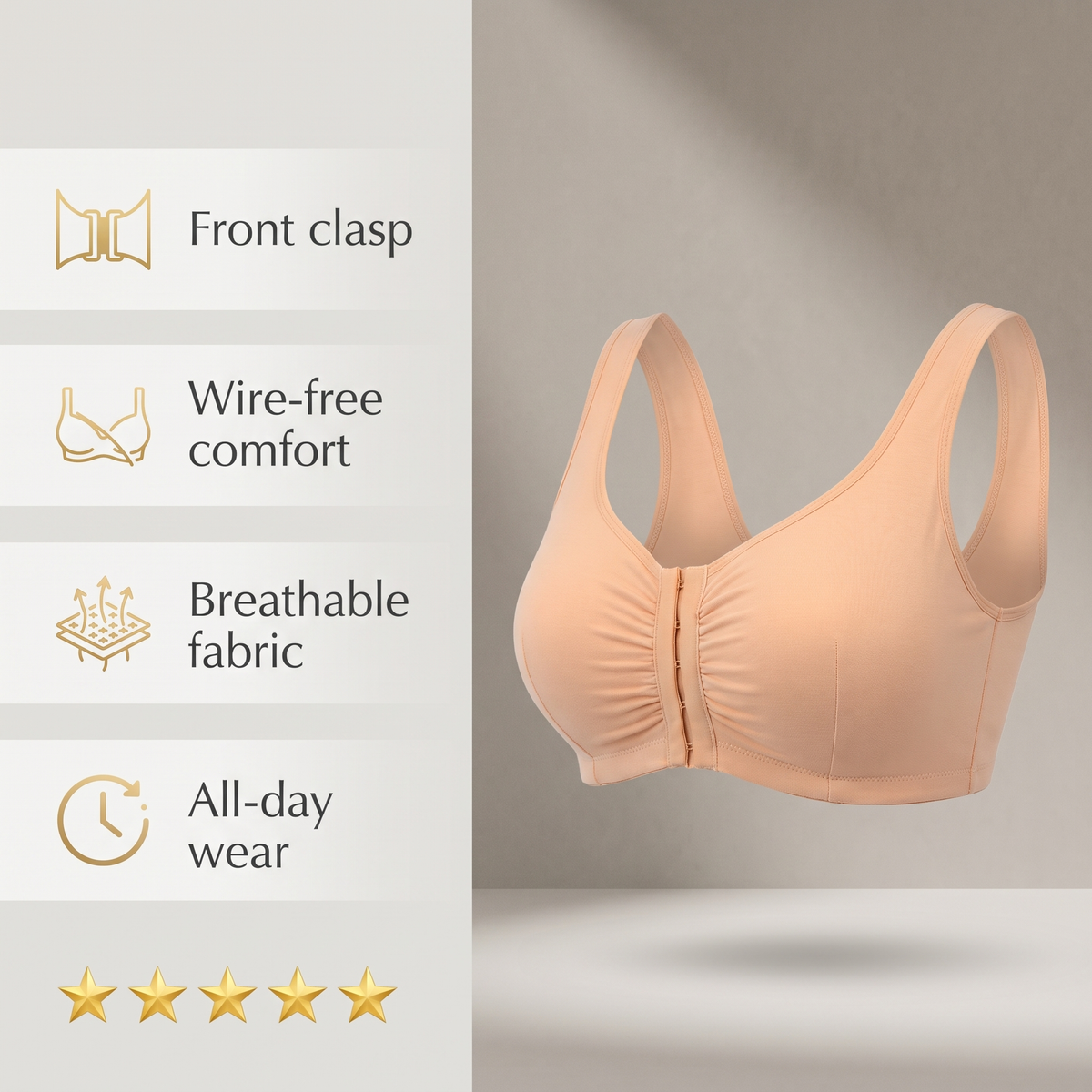 Avéline Front-Clasp Non-Wired Breathable Bra