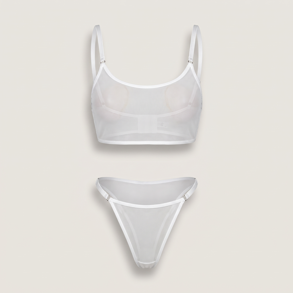 Avéline Mesh See-Through Camisole Bra & Panty Set