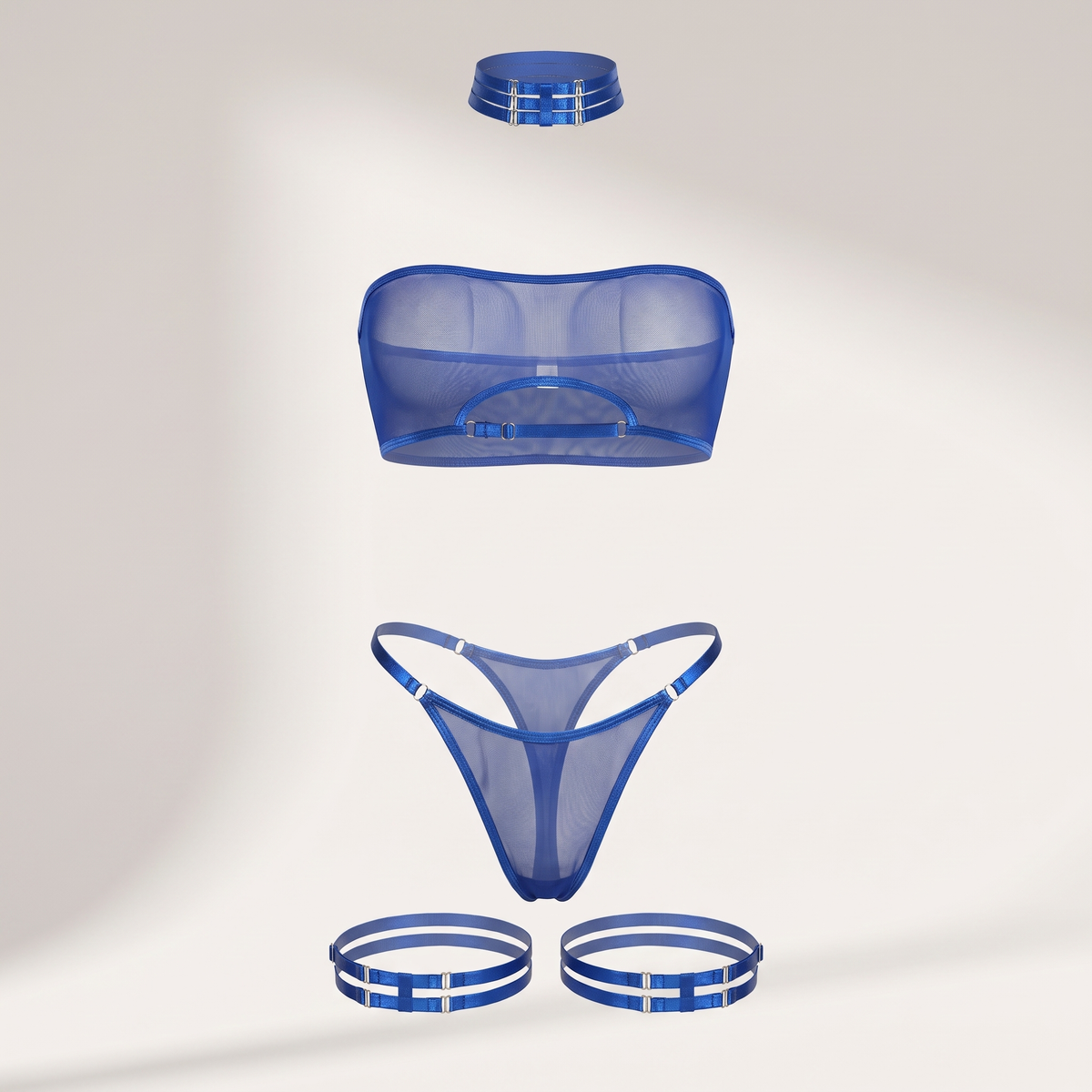 Avéline Sheer Mesh Bandeau Bra & Thong Set