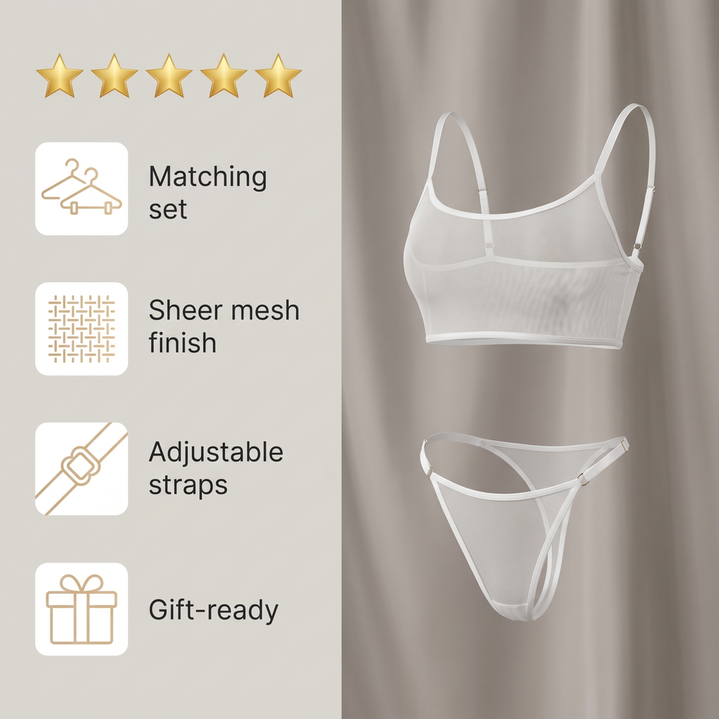 Avéline Mesh See-Through Camisole Bra & Panty Set