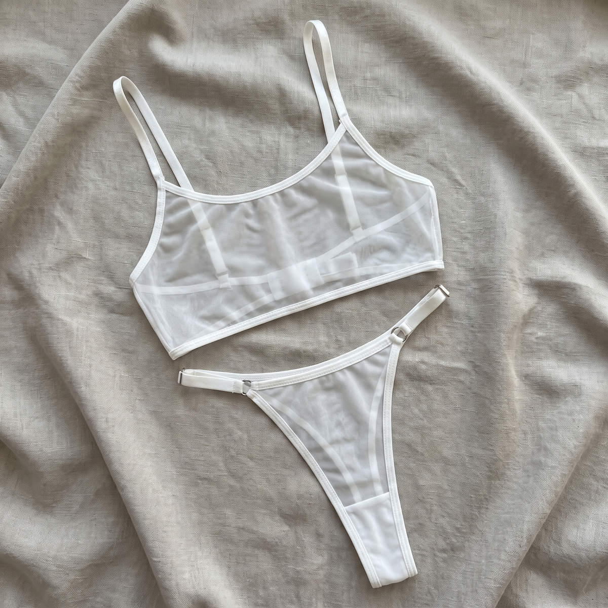 Avéline Mesh See-Through Camisole Bra & Panty Set