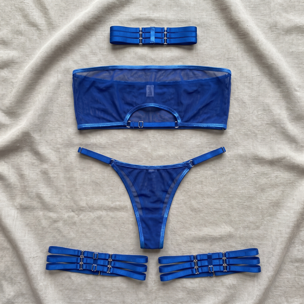 Avéline Sheer Mesh Bandeau Bra & Thong Set