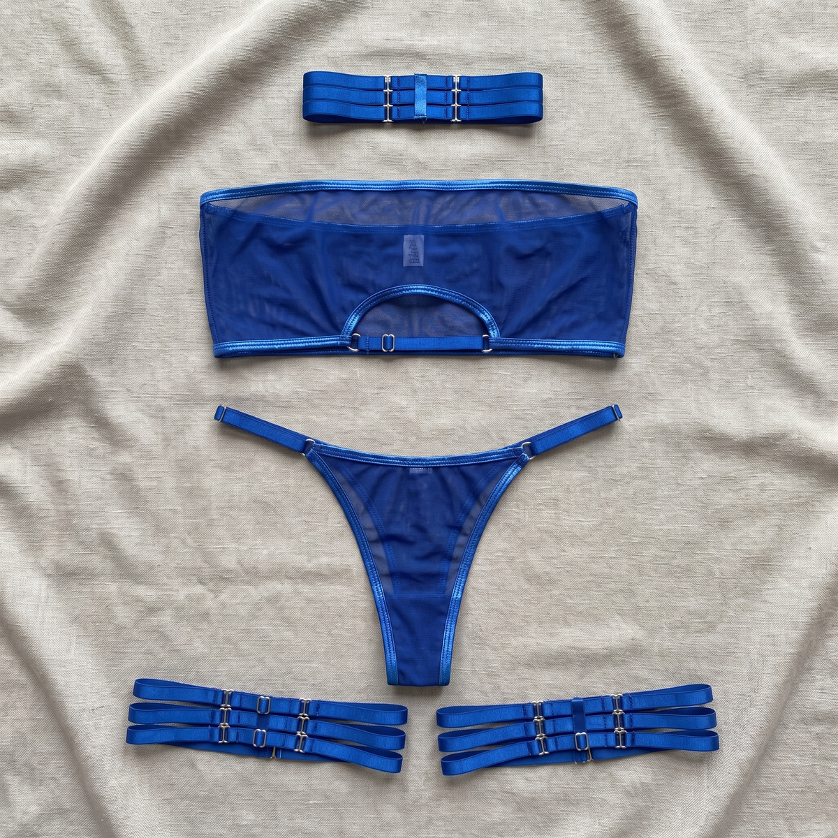 Avéline Sheer Mesh Bandeau Bra & Thong Set