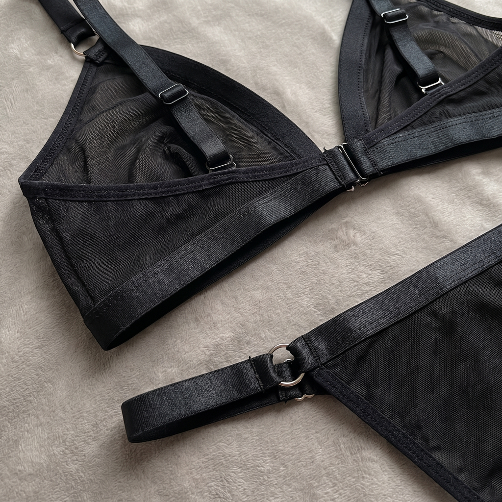 Avéline Sheer Mesh Push-Up Bra & Panty Set