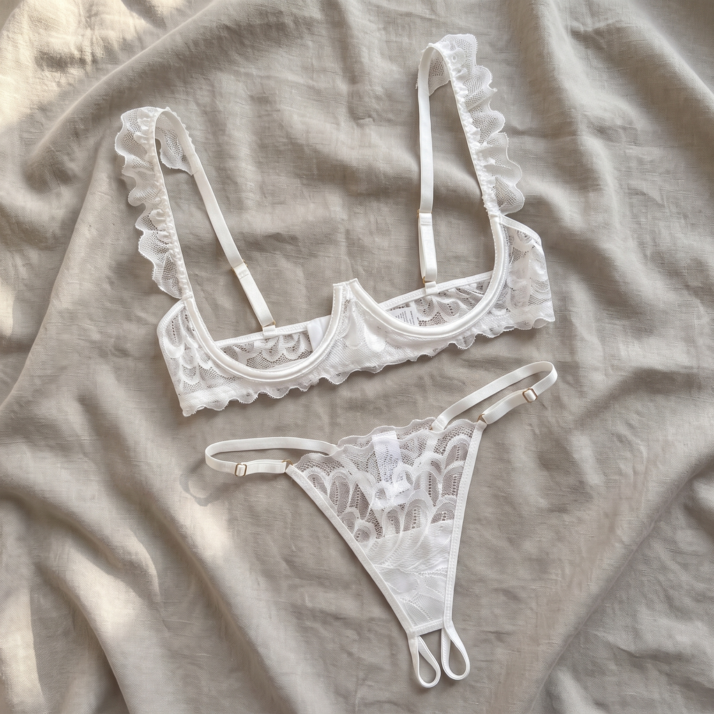 Avéline Cupless Lace Bra & Thong Set