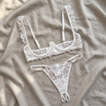 Avéline Cupless Lace Bra & Thong Set
