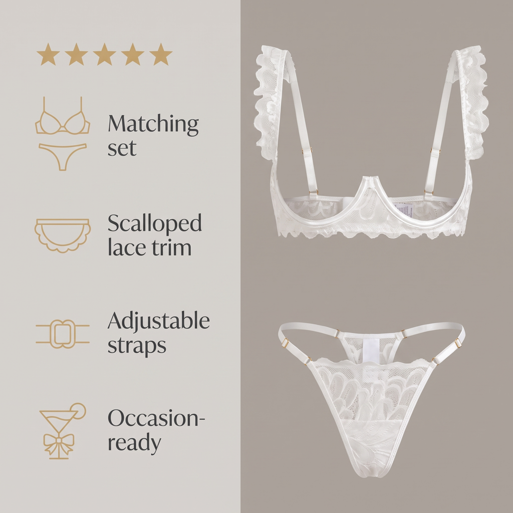 Avéline Cupless Lace Bra & Thong Set