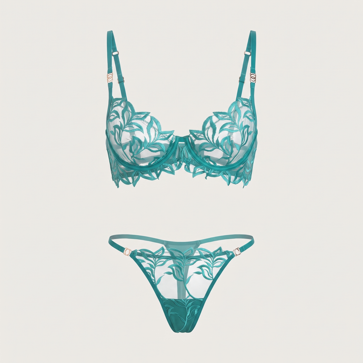 Avéline Embroidered Lace Bra & Thong Set