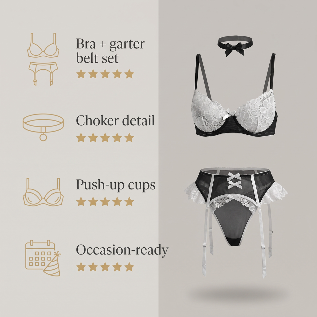 Avéline Choker Push-Up Bra & Garter Belt Lingerie Set