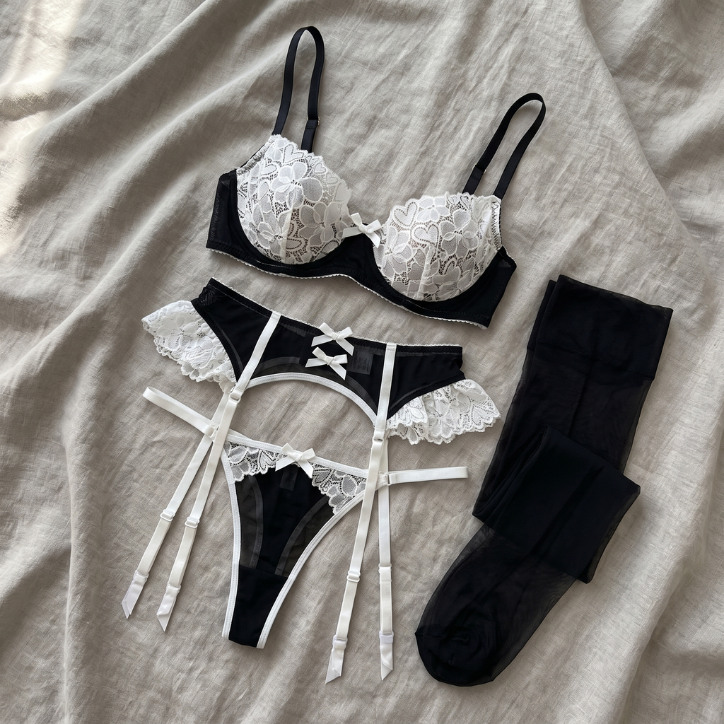 Avéline Choker Push-Up Bra & Garter Belt Lingerie Set