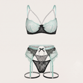 Avéline Chain Garter Contrast-Colour Lace Lingerie Set