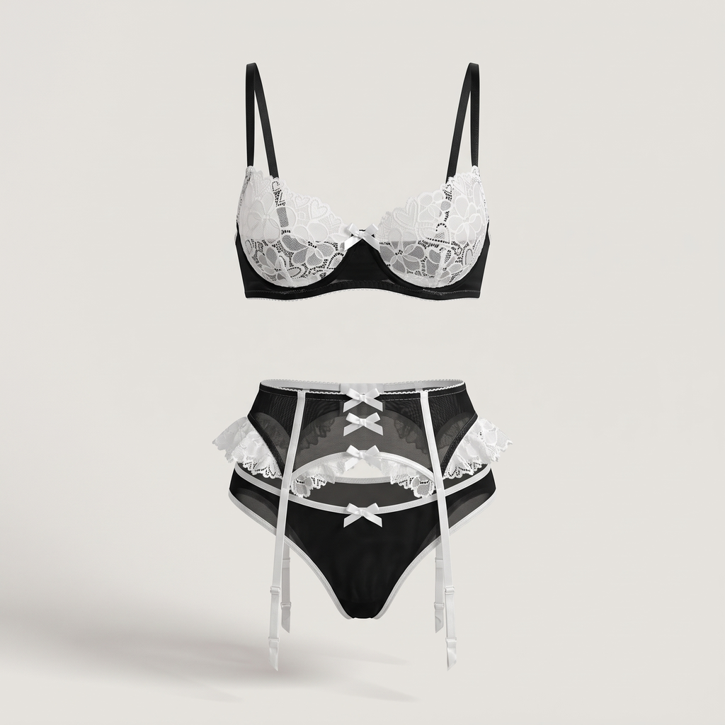 Avéline Choker Push-Up Bra & Garter Belt Lingerie Set