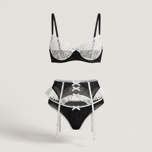 Avéline Choker Push-Up Bra & Garter Belt Lingerie Set