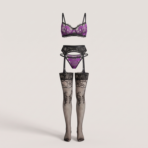 Avéline 3-Piece Skull Lace Lingerie Set