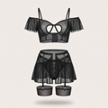 Avéline Heart Cut-Out Bra Lingerie Set with Stockings