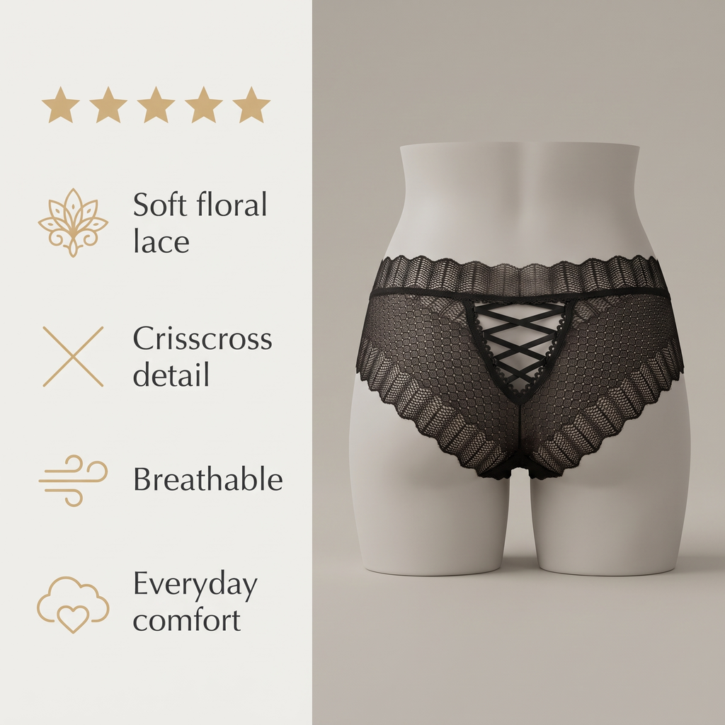 Avéline Plus-Size Floral Lace Crisscross Panties