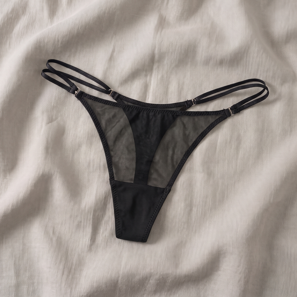 Avéline Sheer Mesh Double-Strap Thong