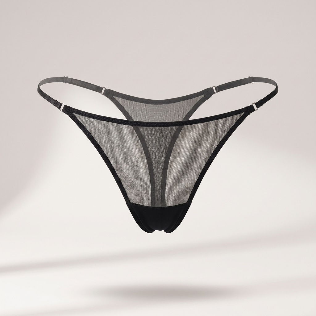 Avéline Sheer Mesh Double-Strap Thong