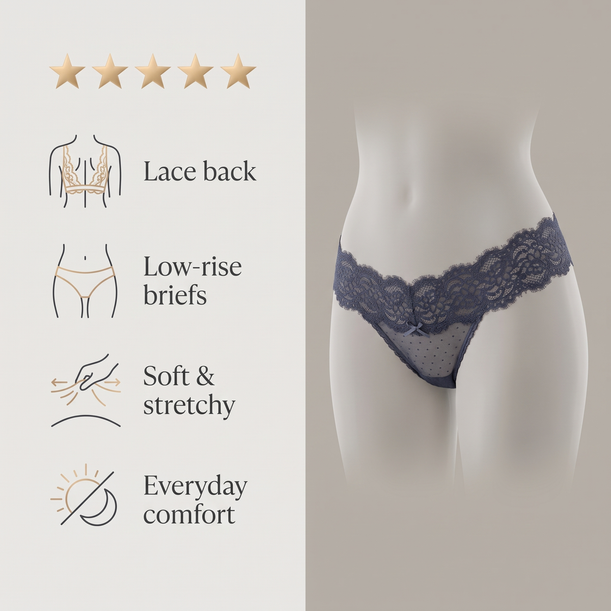 Avéline Lace Backless Low-Rise Briefs