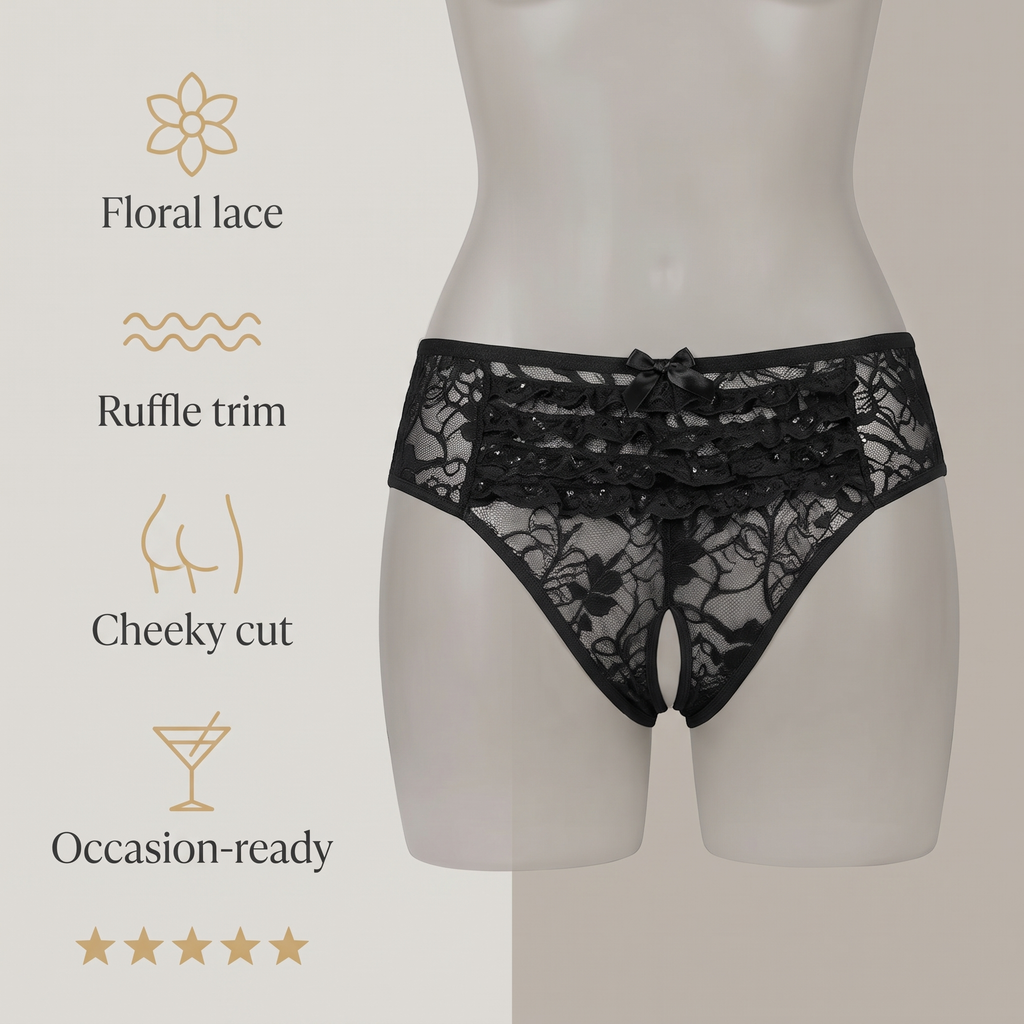 Avéline Floral Lace Ruffle-Trim Panty