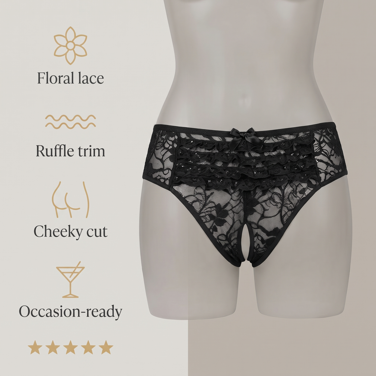 Avéline Floral Lace Ruffle-Trim Panty