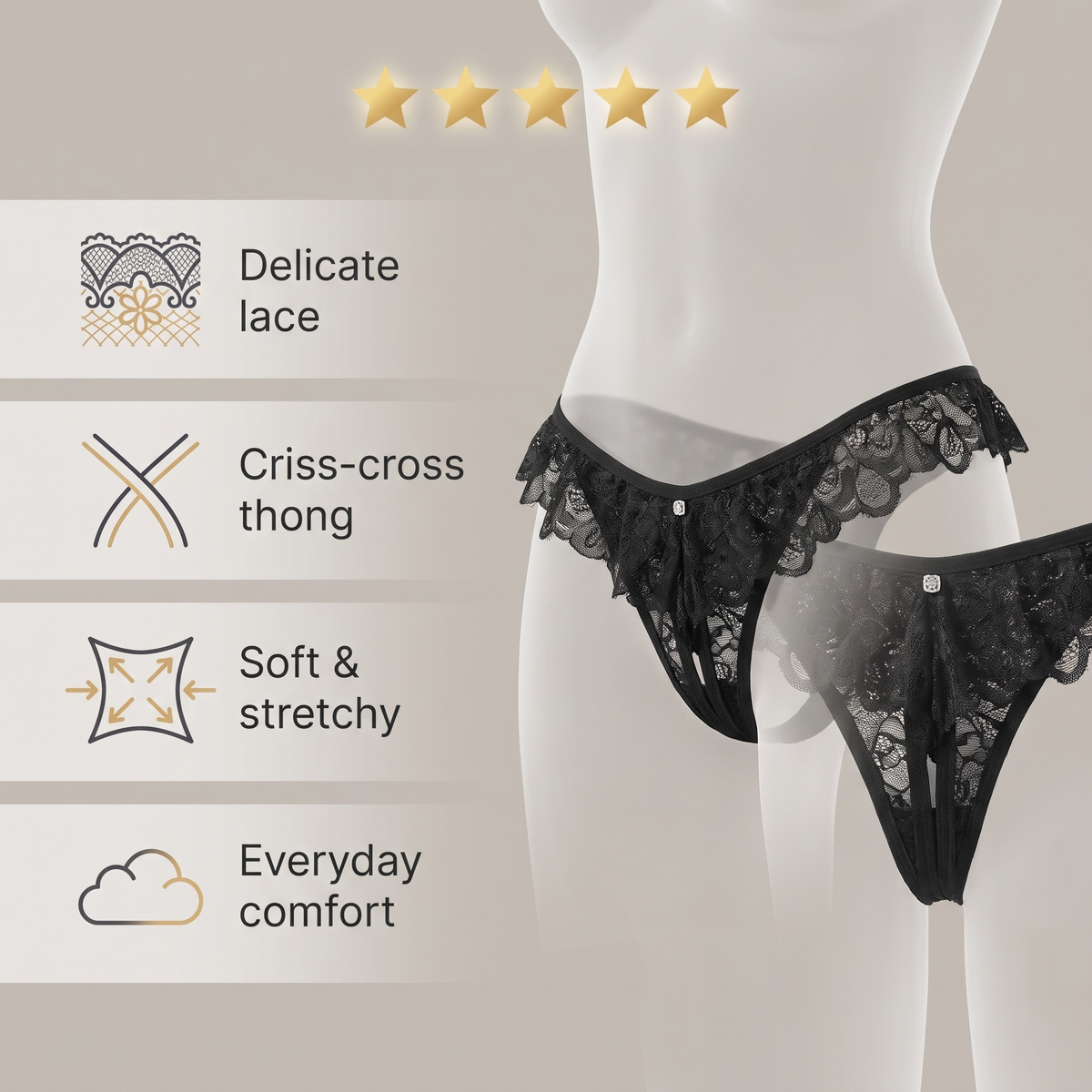 Avéline Lace Criss-Cross Thong