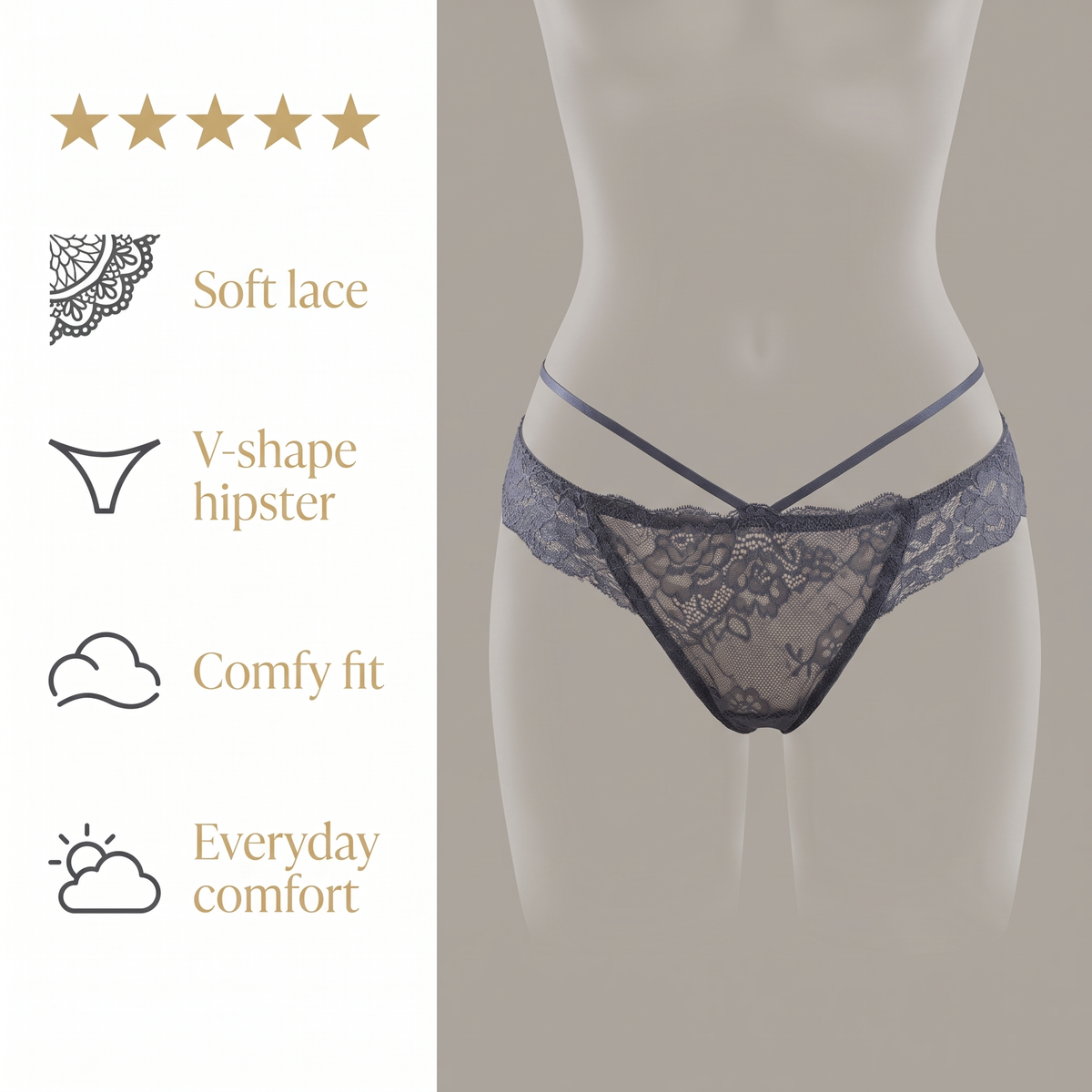 Avéline Lace Hipster V-Shape Panties