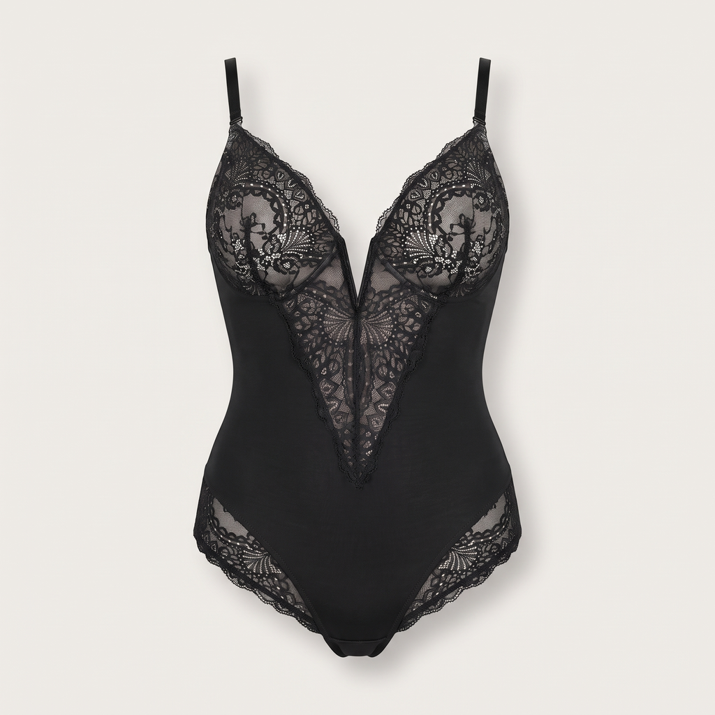 Avéline Lace Deep-V Neck Sculpting Bodysuit