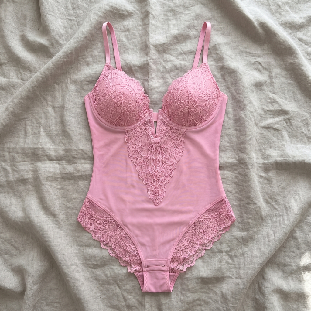 Avéline Lace Deep V-Neck Sculpting Thong Bodysuit