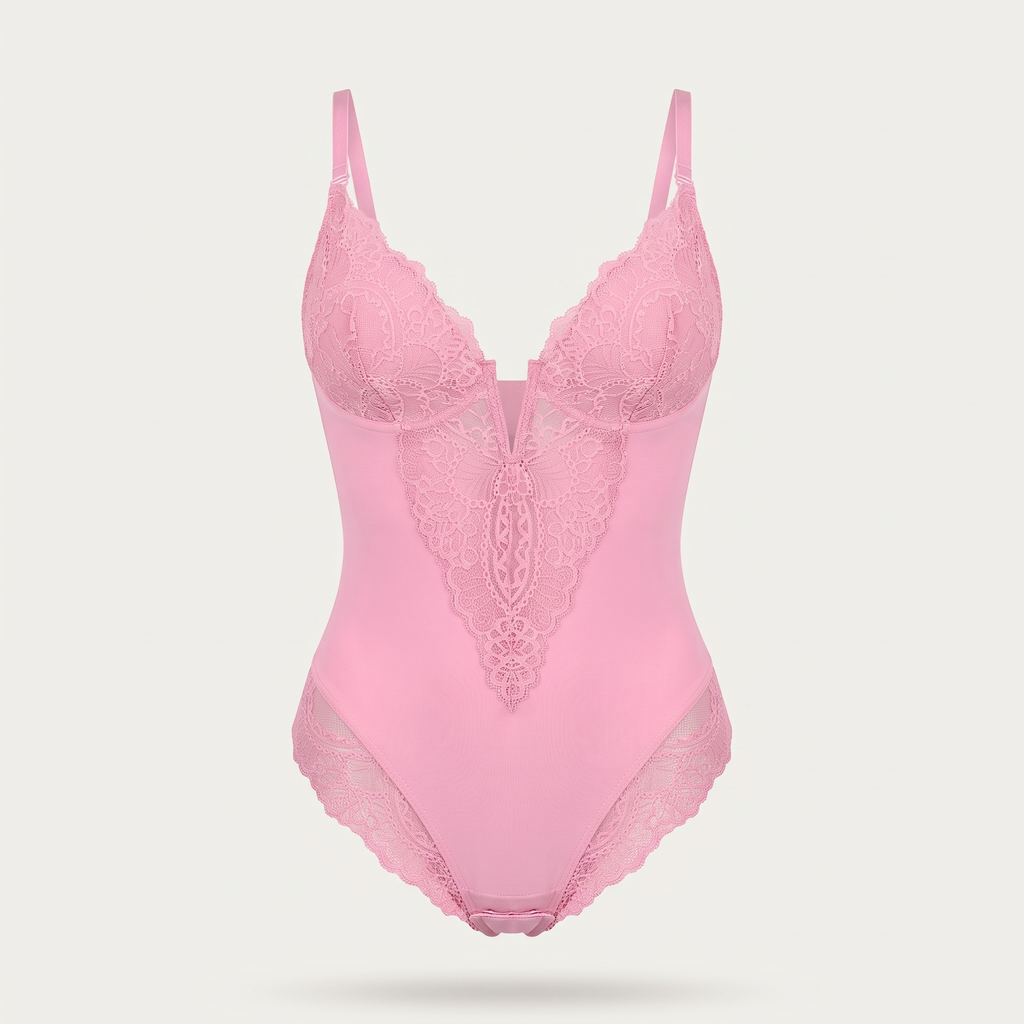 Avéline Lace Deep V-Neck Sculpting Thong Bodysuit