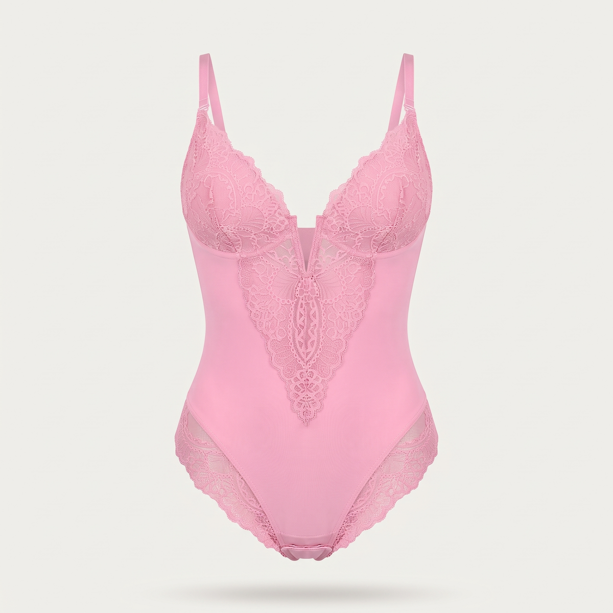 Avéline Lace Deep V-Neck Sculpting Thong Bodysuit