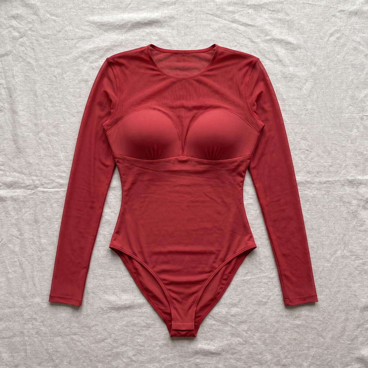Avéline Illusion Mesh Long-Sleeve Tummy-Control Bodysuit