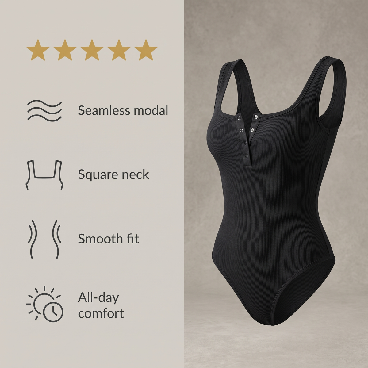 Avéline Seamless Modal Henley Tank Bodysuit
