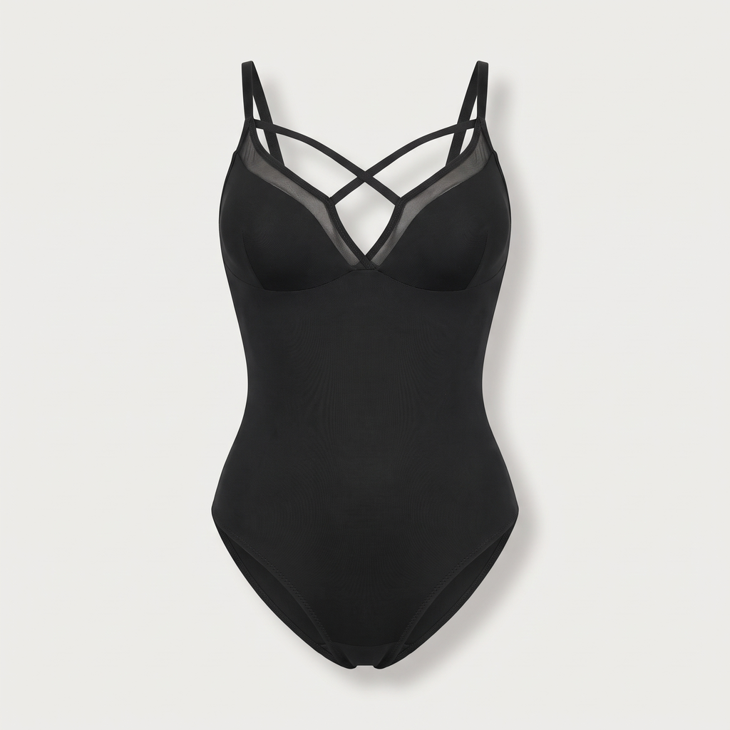 Avéline Sheer Mesh Sleeveless Tummy-Control Bodysuit
