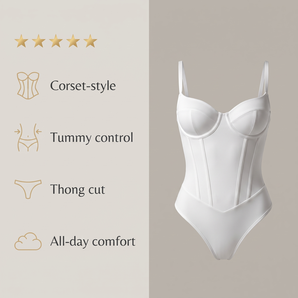 Avéline Tummy-Control Corset Thong Bodysuit