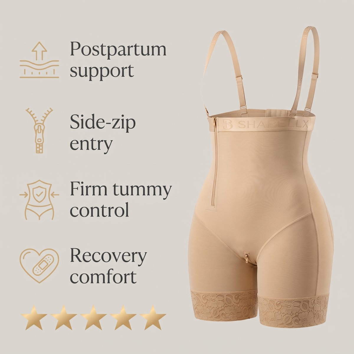 Avéline Postpartum Side-Zip Tummy-Control Short