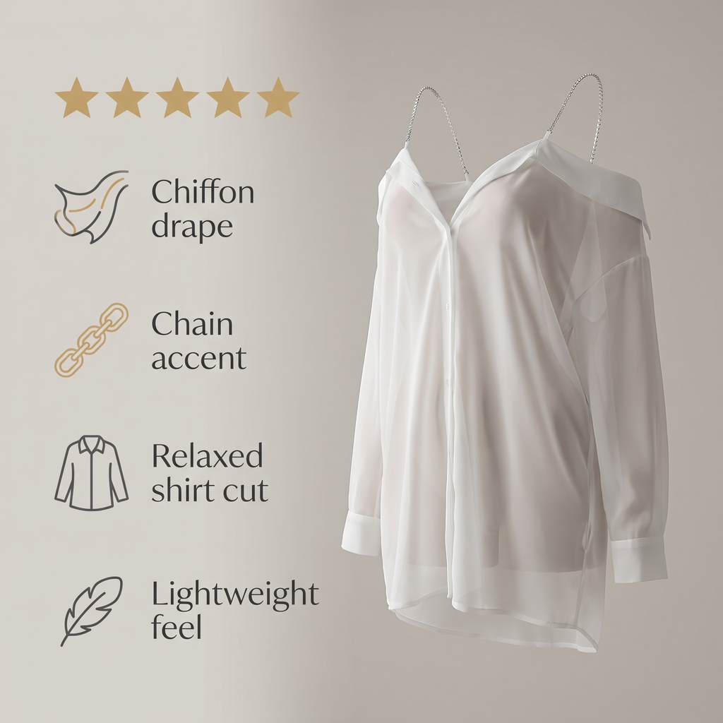 Avéline Chain-Detail Chiffon Nightdress