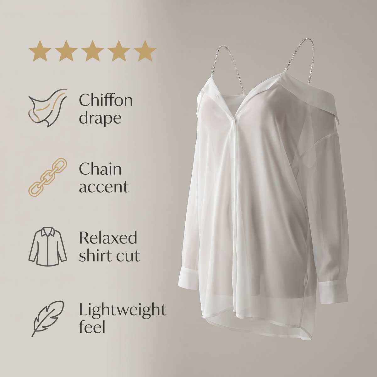Avéline Chain-Detail Chiffon Nightdress