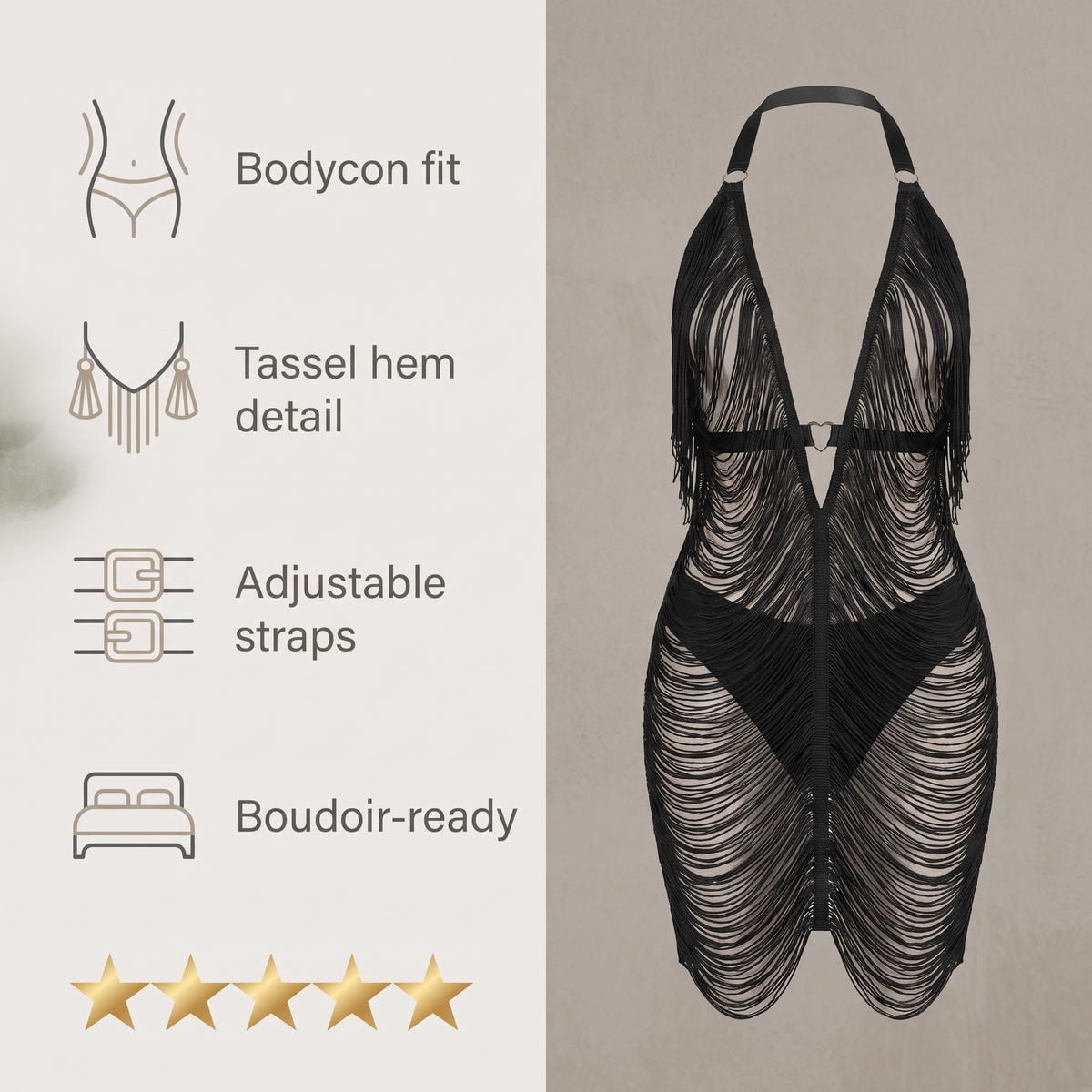 Avéline Tassel Bodycon Mini Nightie