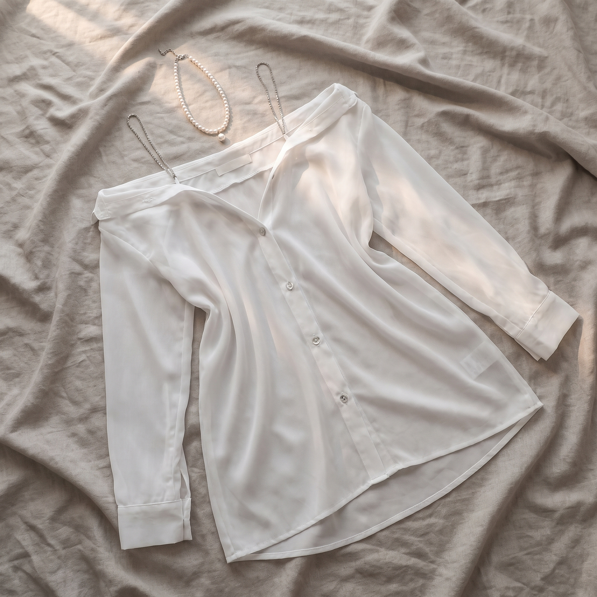Avéline Chain-Detail Chiffon Nightdress