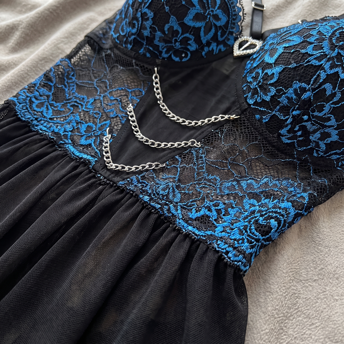 Avéline Lace Babydoll with Chain Detail & Garter Belt