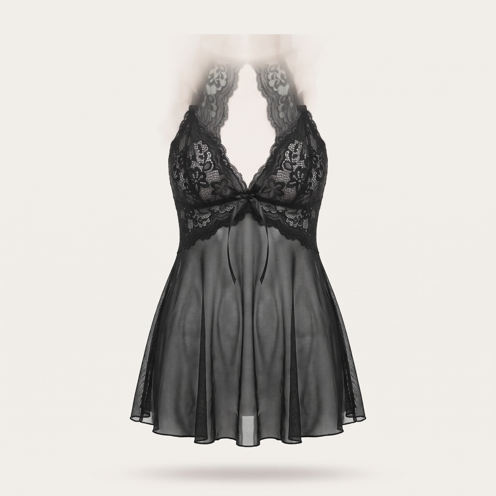 Avéline Lace Mesh Backless Babydoll