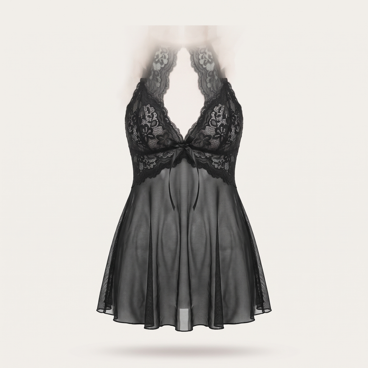 Avéline Lace Mesh Backless Babydoll