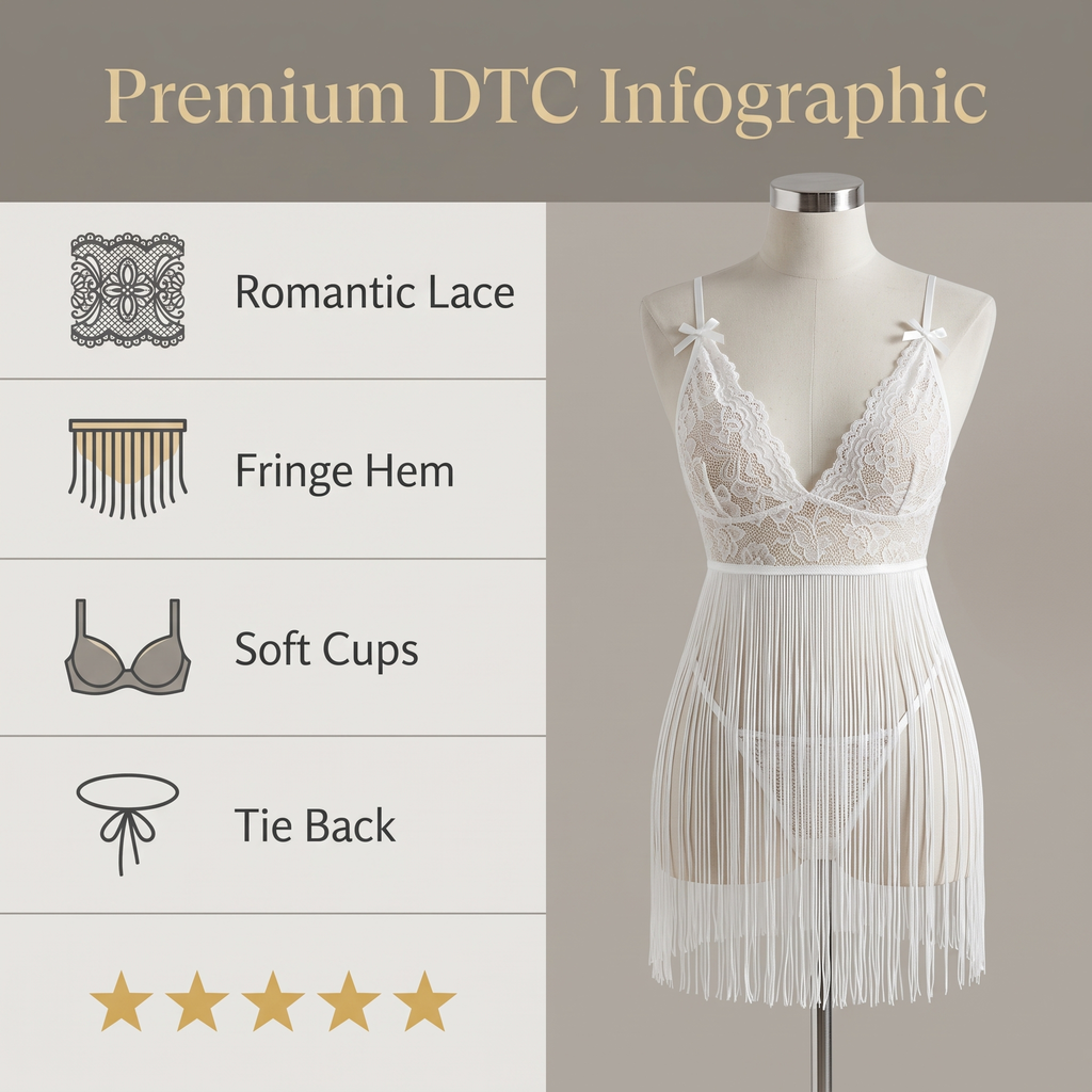 Avéline Romantic White Lace Fringe Babydoll