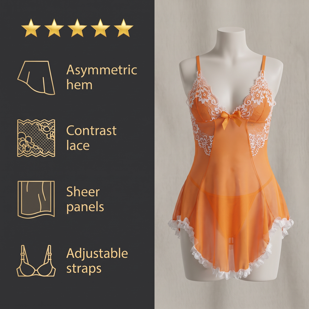 Avéline Contrast-Lace Asymmetric Babydoll