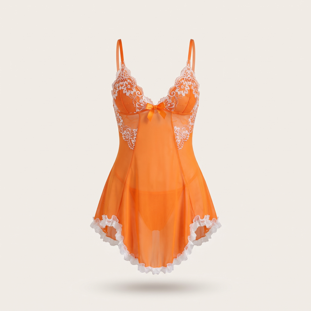 Avéline Contrast-Lace Asymmetric Babydoll