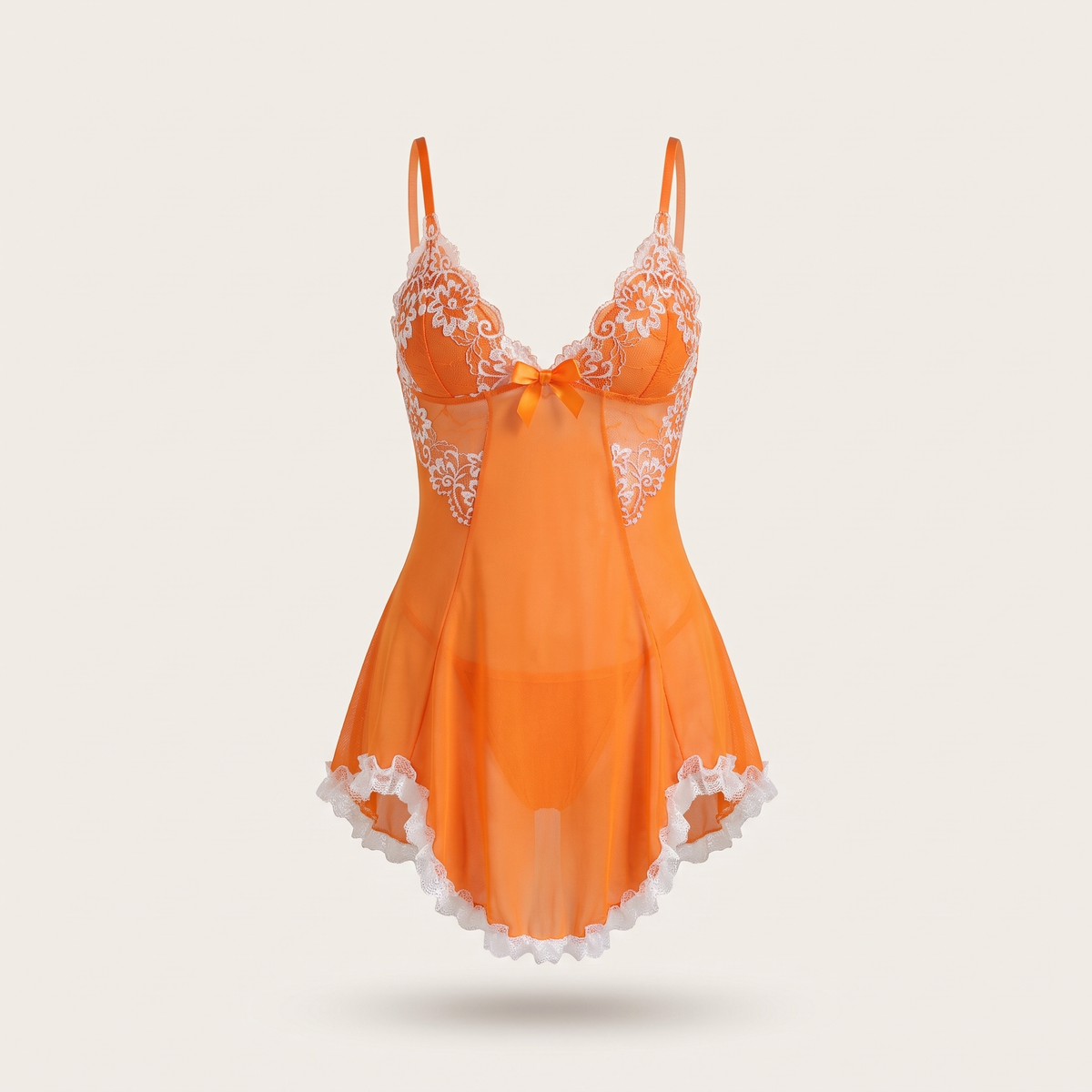 Avéline Contrast-Lace Asymmetric Babydoll
